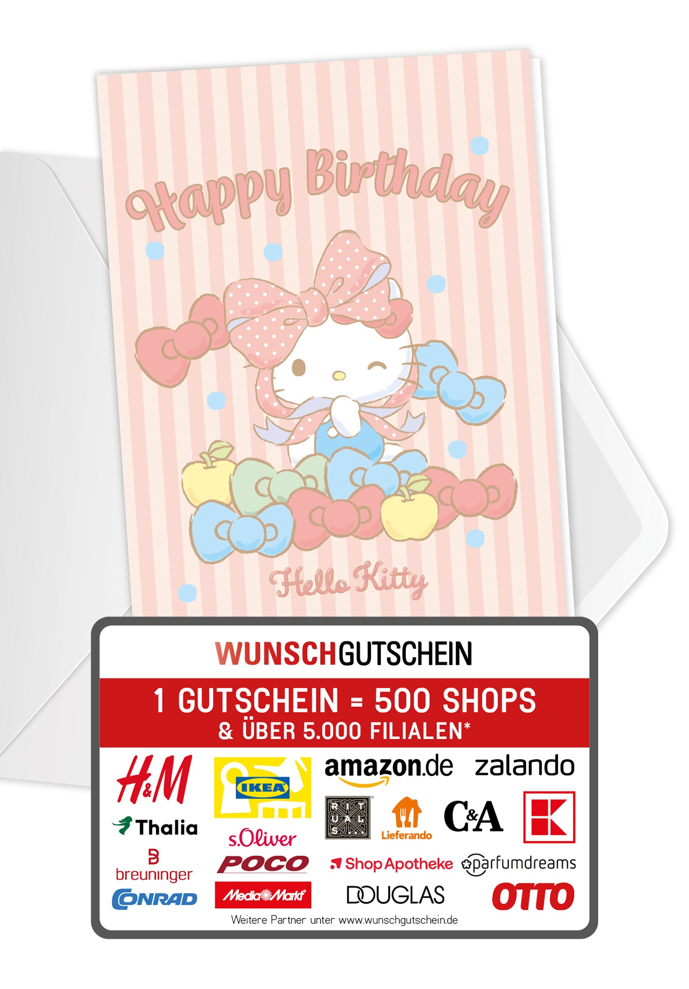 Hello Kitty - Happy Birthday - Pink Gestreift