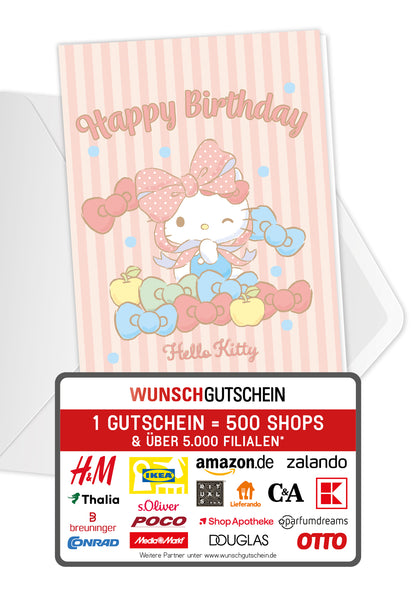 Hello Kitty - Happy Birthday - Pink Gestreift