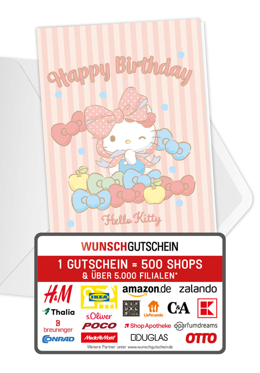 Hello Kitty - Happy Birthday - Pink Gestreift