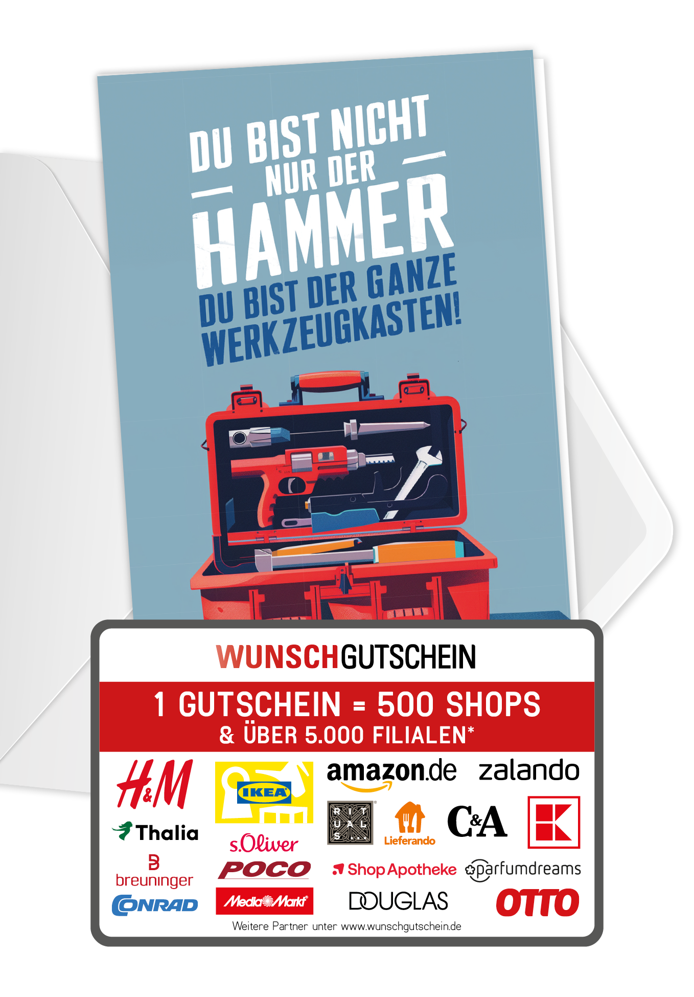 Wunschgutschein Du bist der Hammer - Werkzeugkoffer – Geschenkgutschein Ansicht 1