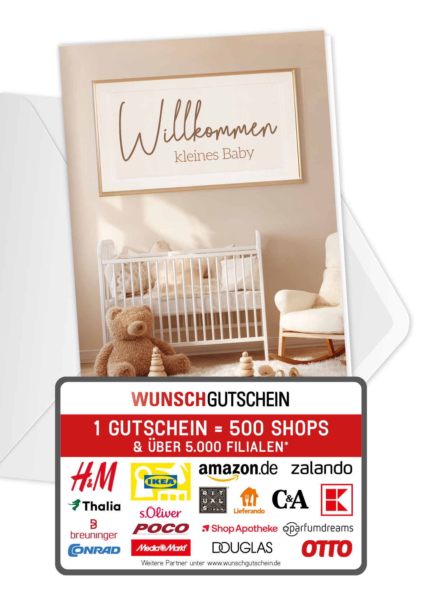 Wunschgutschein Willkommen Baby - Kinderzimmer – Geschenkgutschein Ansicht 1