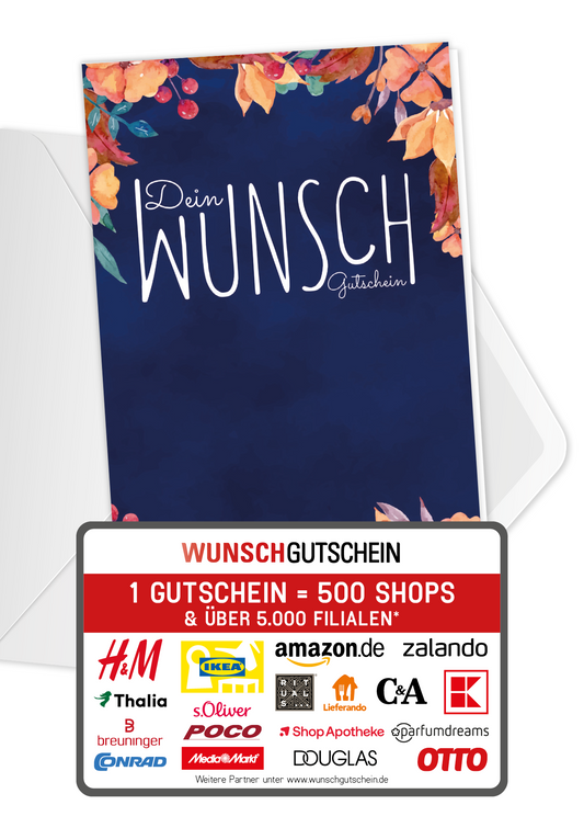 Wunschgutschein Dein Wunschgutschein - Blätter – Geschenkgutschein Ansicht 1