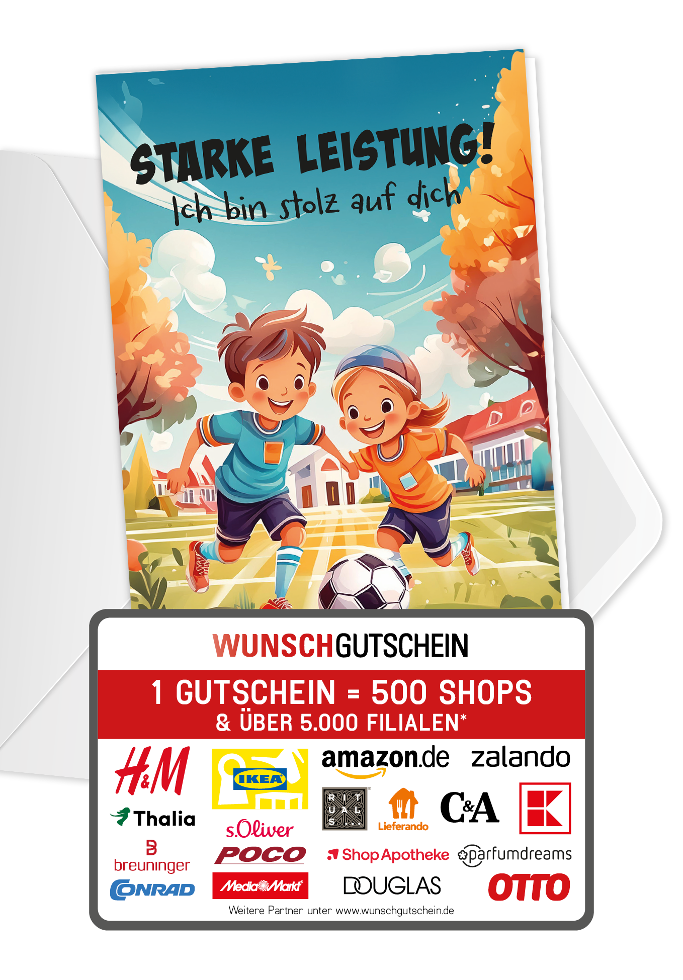 Wunschgutschein Starke Leistung - Fußball – Geschenkgutschein Ansicht 1