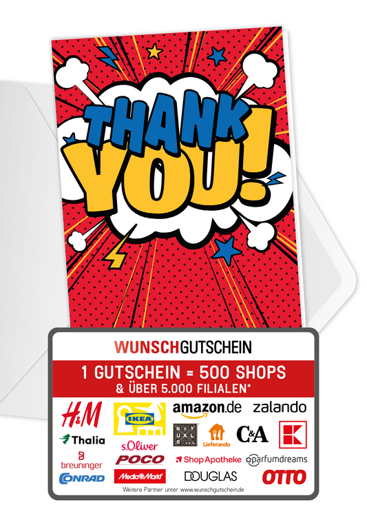 Wunschgutschein Thank you - Wolke PDF – Geschenkgutschein Ansicht 1