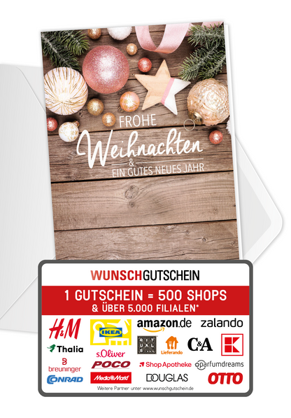 Wunschgutschein Frohe Weihnachten - Kugeln – Geschenkgutschein Ansicht 1