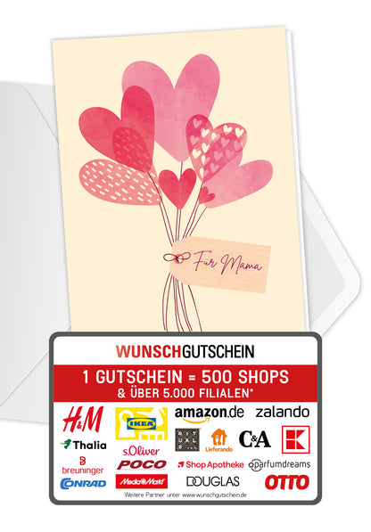 Wunschgutschein Für Mama - Herzen Pastell – Geschenkgutschein Ansicht 1