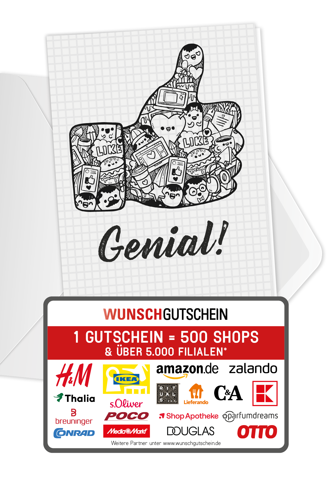Wunschgutschein Genial - Daumen hoch PDF – Geschenkgutschein Ansicht 1