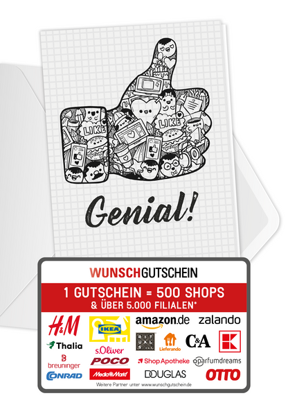 Wunschgutschein Genial - Daumen hoch PDF – Geschenkgutschein Ansicht 1