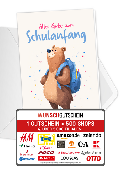 Wunschgutschein Alles Gute Schulanfang - Bär – Geschenkgutschein Ansicht 1