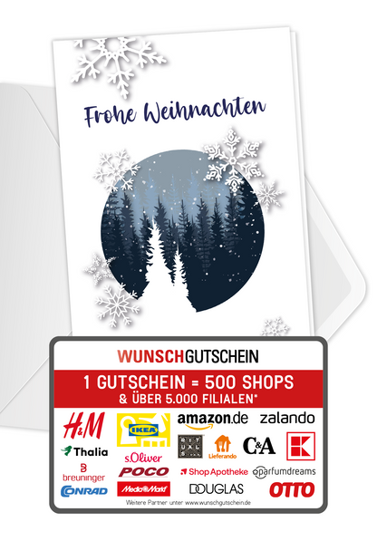 Wunschgutschein Frohe Weihnachten - Schneekugel – Geschenkgutschein Ansicht 1