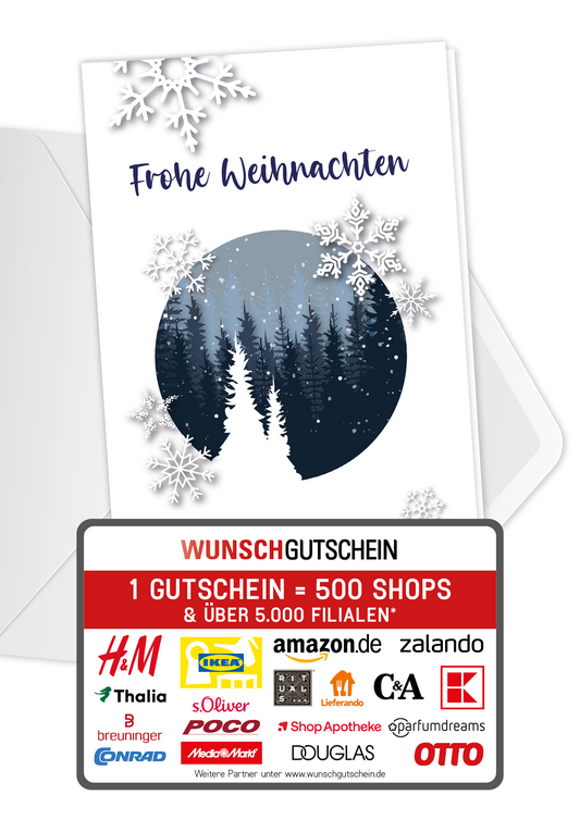 Wunschgutschein Frohe Weihnachten - Schneekugel – Geschenkgutschein Ansicht 1