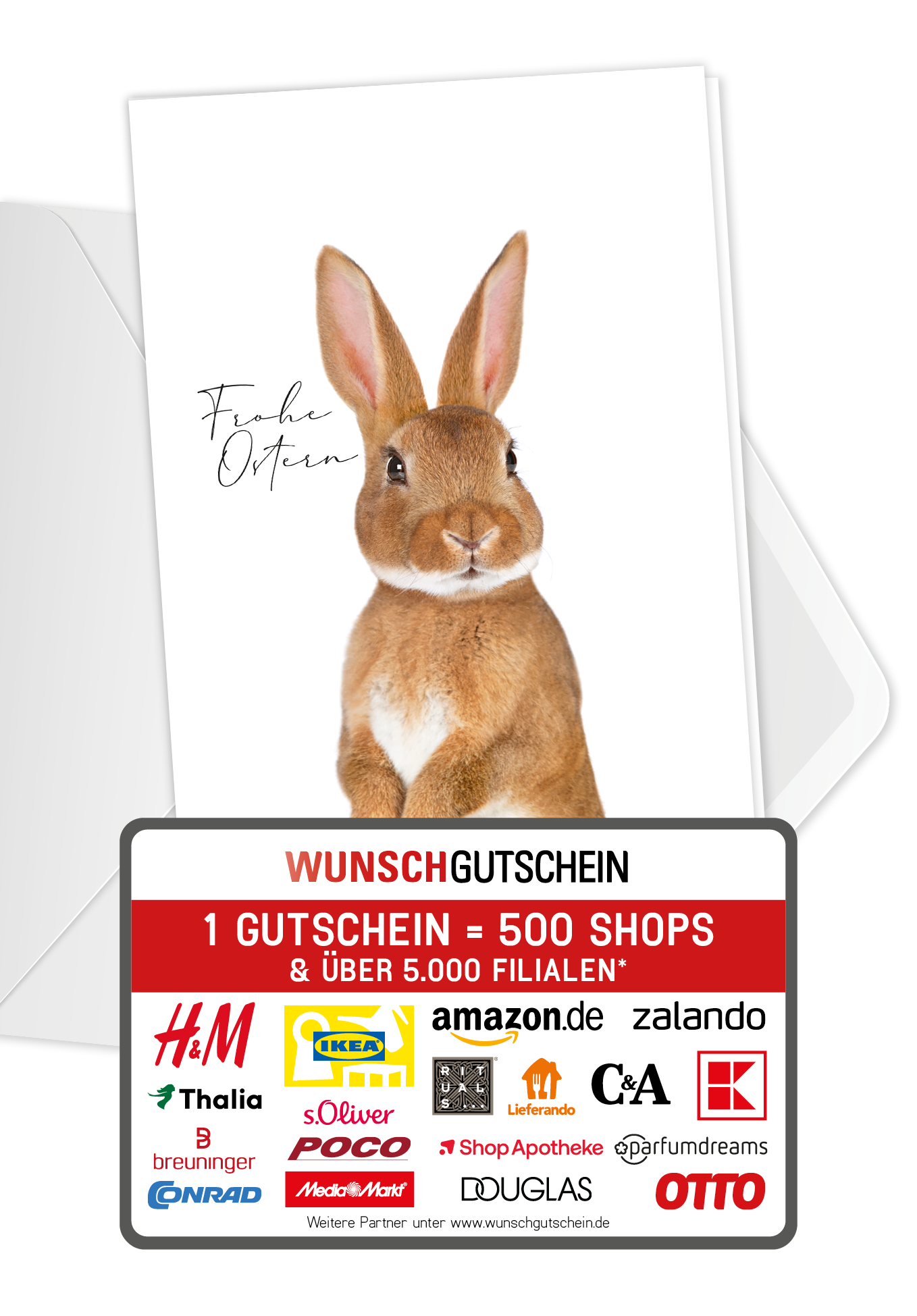 Wunschgutschein Frohe Ostern - Osterhase – Geschenkgutschein Ansicht 1