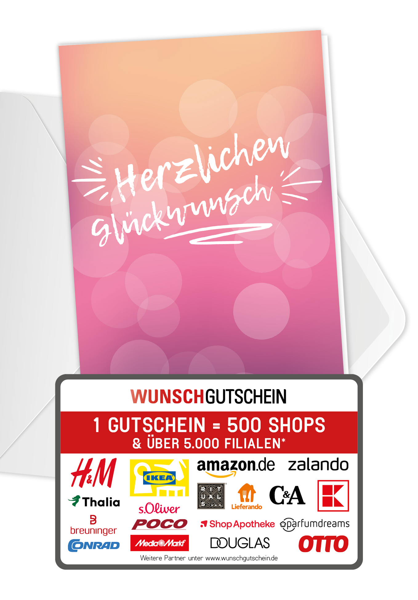 Wunschgutschein Herzlichen Glückwunsch - Pink – Geschenkgutschein Ansicht 5