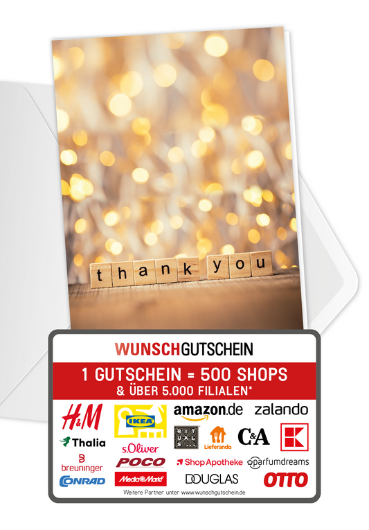 Wunschgutschein Thank you - Würfel PDF – Geschenkgutschein Ansicht 1