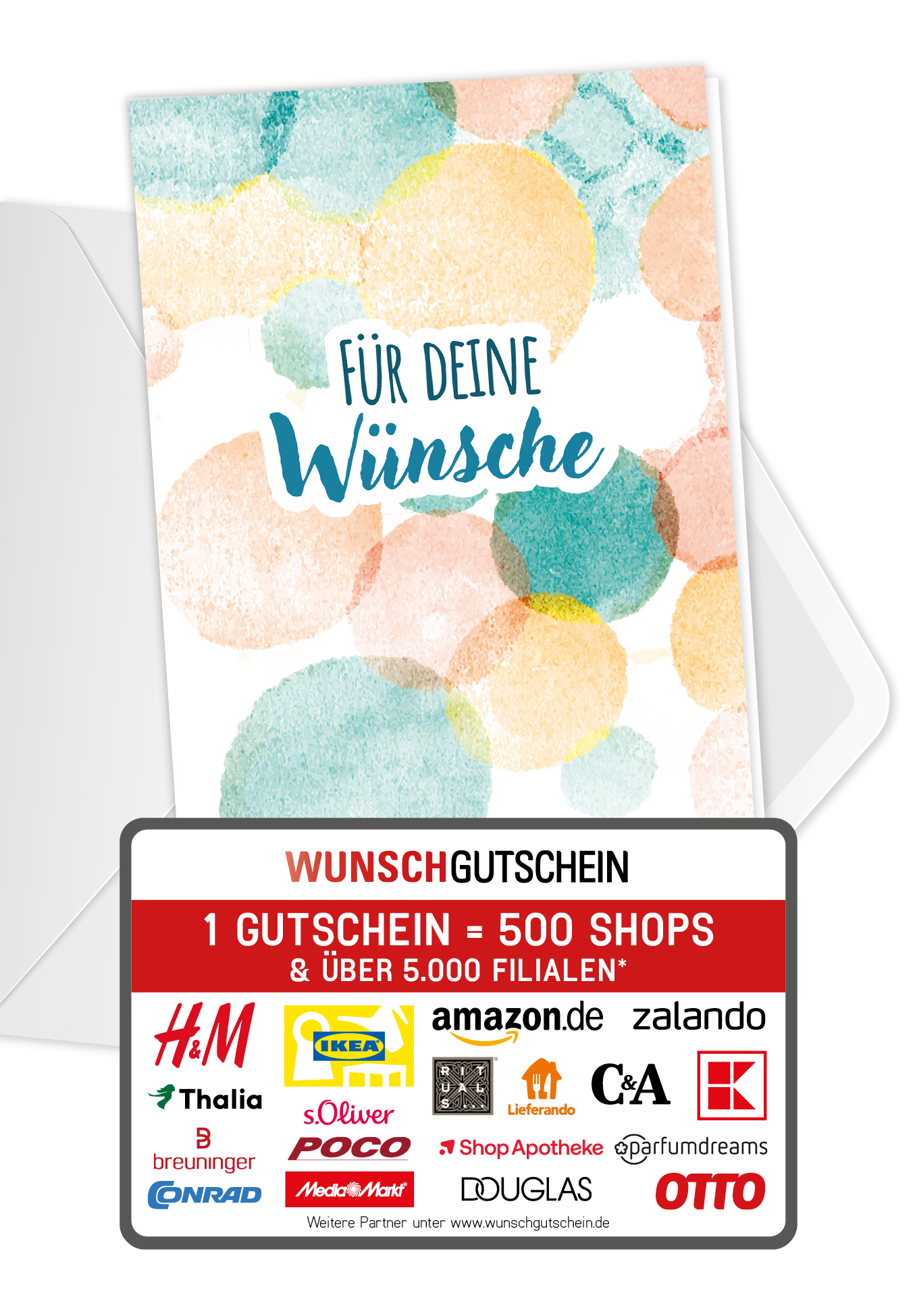 Wunschgutschein Für deine Wünsche - Bunte Kreise – Geschenkgutschein Ansicht 1