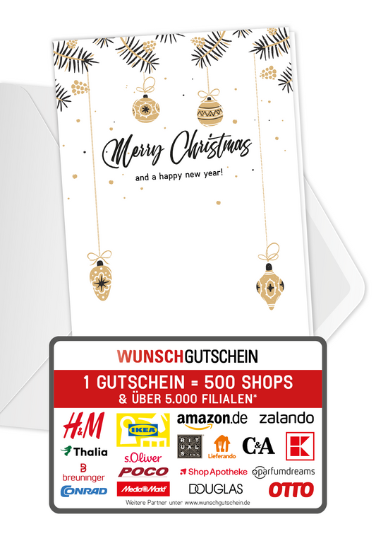 Wunschgutschein Merry Christmas - Christbaumkugel – Geschenkgutschein Ansicht 1