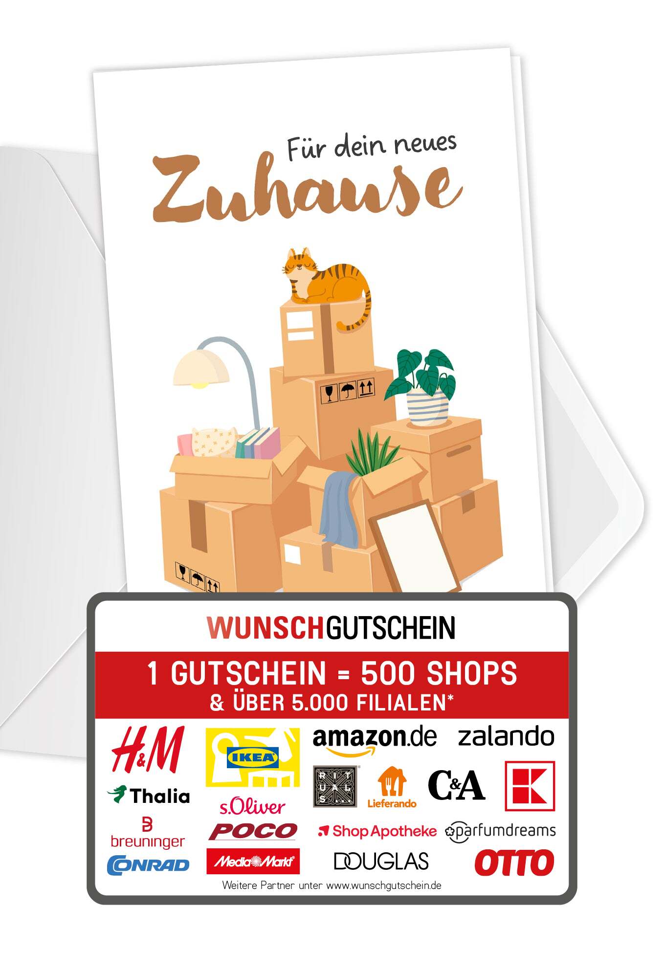 Wunschgutschein Für dein neues Zuhause - Kartonberg – Geschenkgutschein Ansicht 1