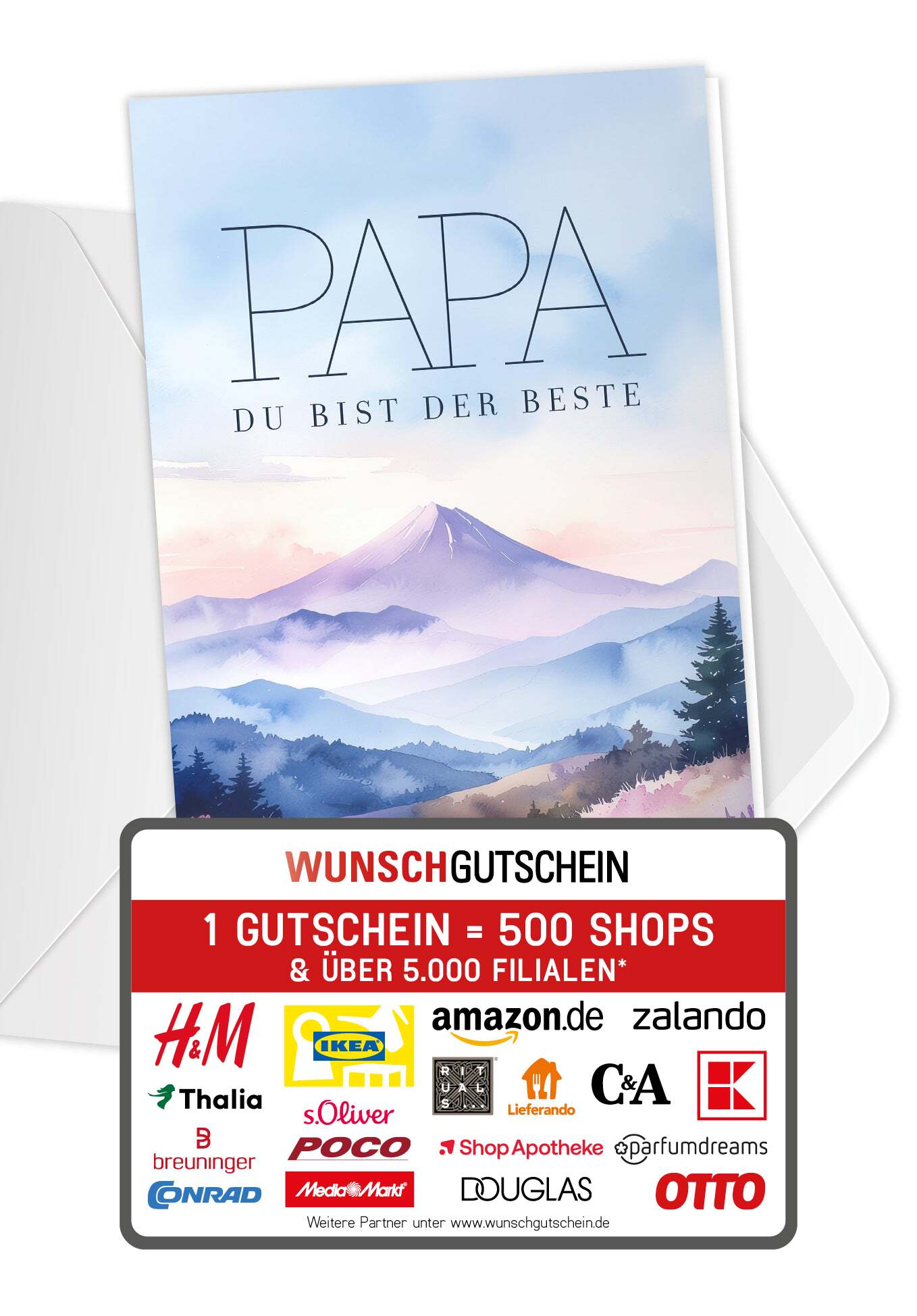 Wunschgutschein Papa du bist der Beste - Berg – Geschenkgutschein Ansicht 1