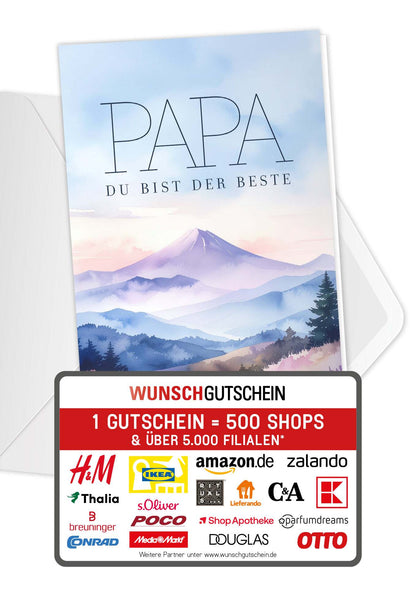 Wunschgutschein Papa du bist der Beste - Berg – Geschenkgutschein Ansicht 1