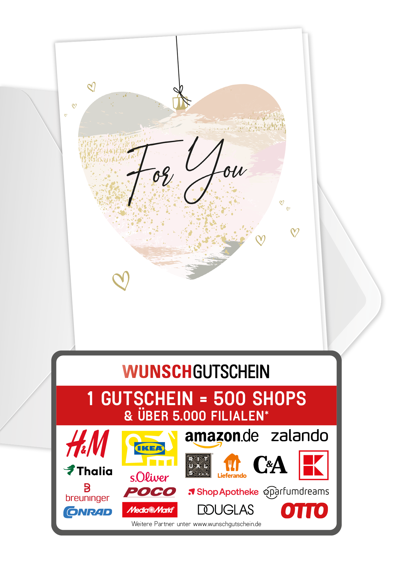 Wunschgutschein For you - Weihnachtsherz – Geschenkgutschein Ansicht 1