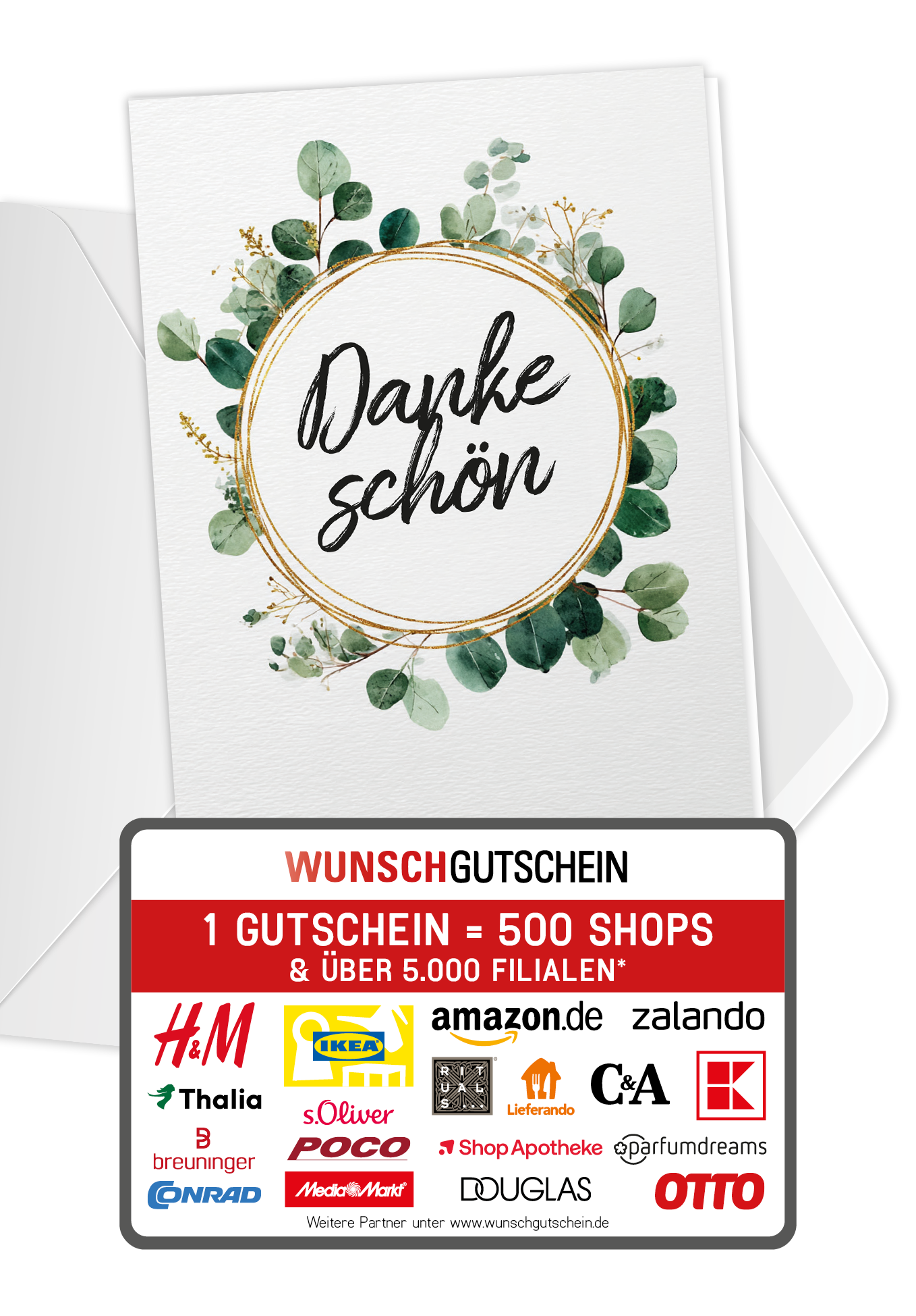 Wunschgutschein Dankeschön - Eucalyptus Kranz – Geschenkgutschein Ansicht 1