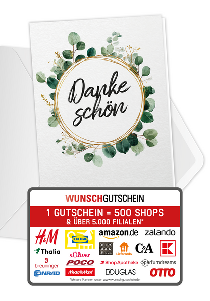 Wunschgutschein Dankeschön - Eucalyptus Kranz – Geschenkgutschein Ansicht 1