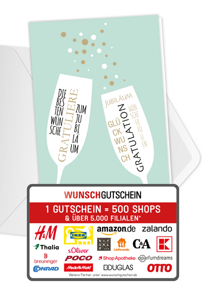Wunschgutschein Gratulation - Jubiläum Grün – Geschenkgutschein Ansicht 1