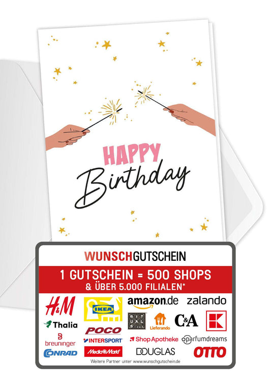 Happy Birthday - Wunderkerzen Sterne