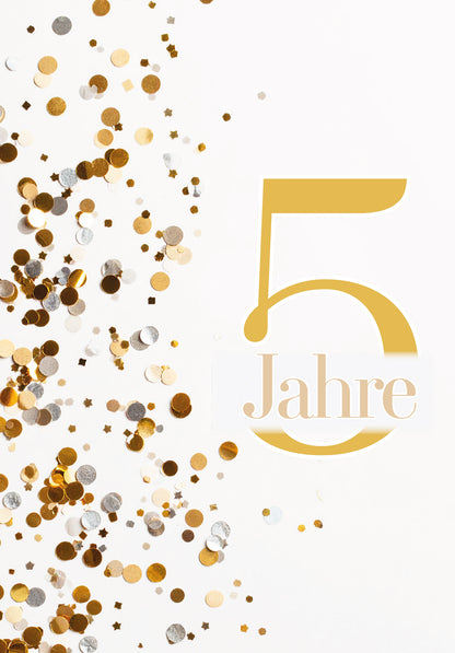 Wunschgutschein 5 Jahre - Konfetti Gold – Geschenkgutschein Ansicht 2