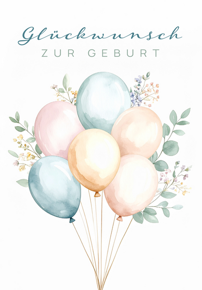 Wunschgutschein Glückwunsch zur Geburt - Ballons PDF – Geschenkgutschein Ansicht 2
