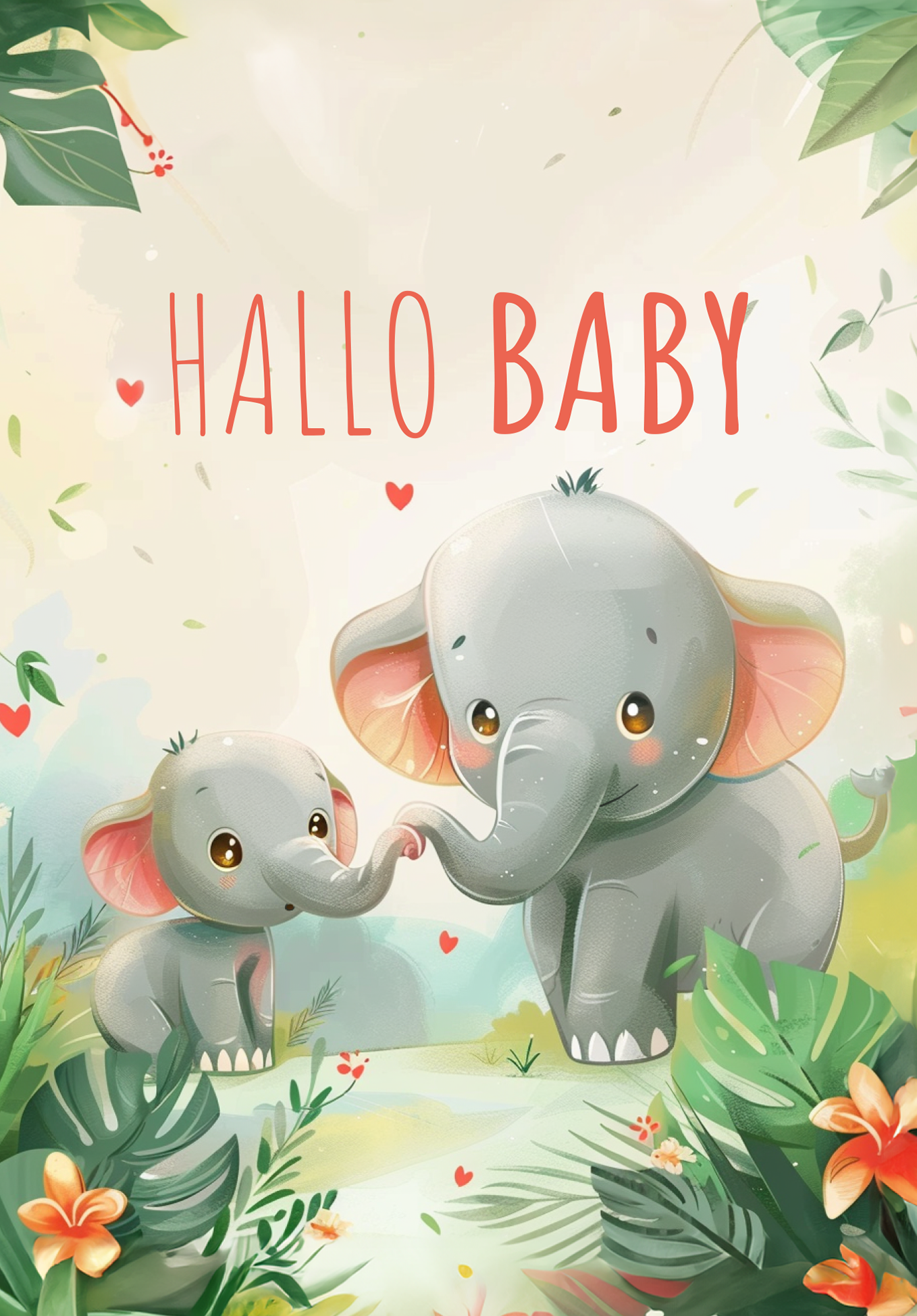 Wunschgutschein Hallo Baby - Elefanten – Geschenkgutschein Ansicht 2
