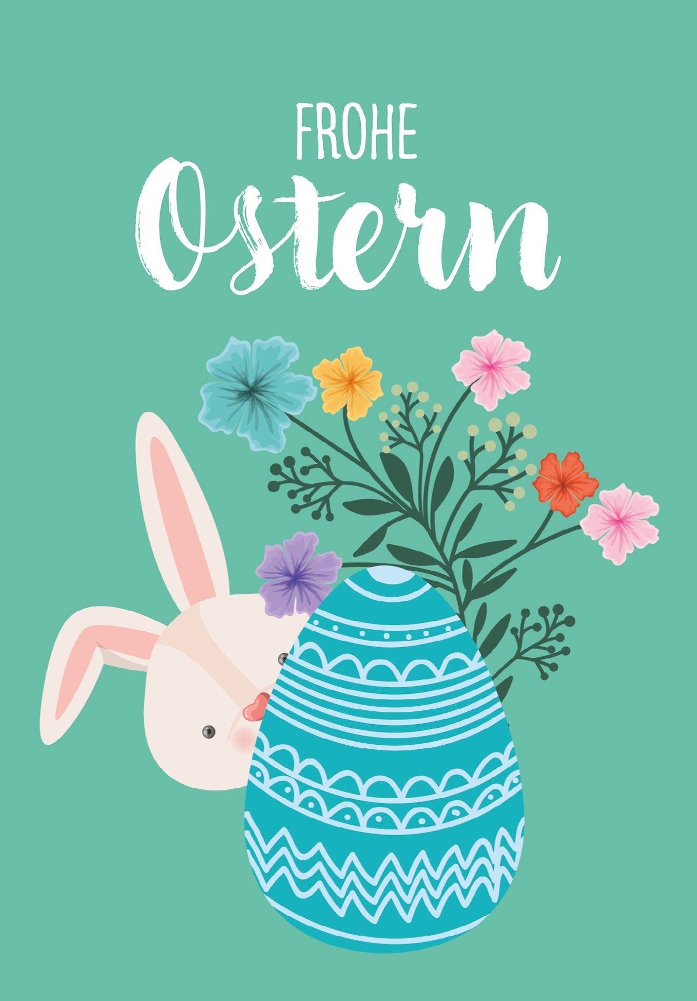 Wunschgutschein Frohe Ostern - Hase mit Ei Türkis – Geschenkgutschein Ansicht 2