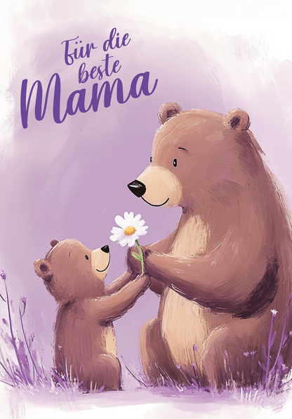Wunschgutschein Für die beste Mama - Bären Lila – Geschenkgutschein Ansicht 2