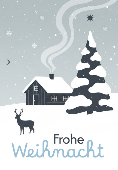 Wunschgutschein Frohe Weihnachten - Schneelandschaft Blau PDF – Geschenkgutschein Ansicht 2