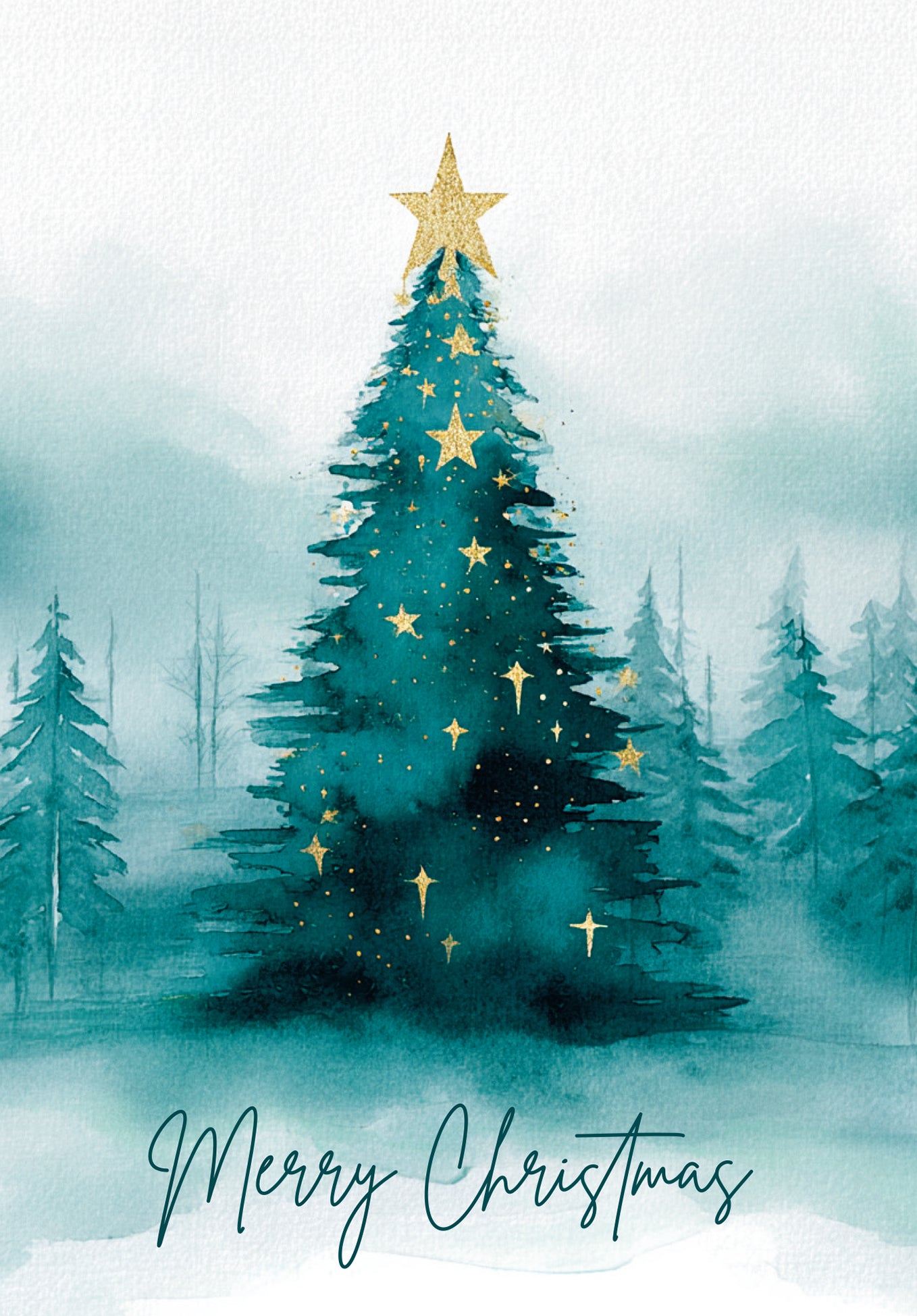 Wunschgutschein Frohe Weihnachten - Tannenbaum Aquarell Grün PDF – Geschenkgutschein Ansicht 2