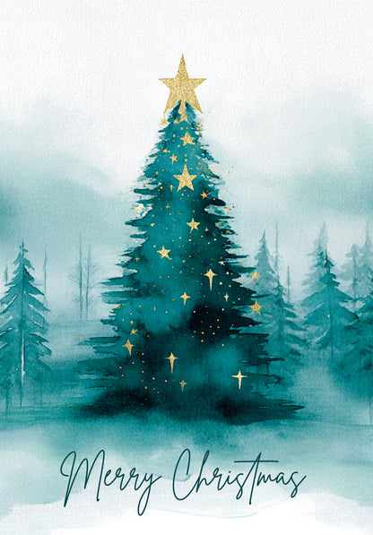 Wunschgutschein Frohe Weihnachten - Tannenbaum Aquarell Grün PDF – Geschenkgutschein Ansicht 2