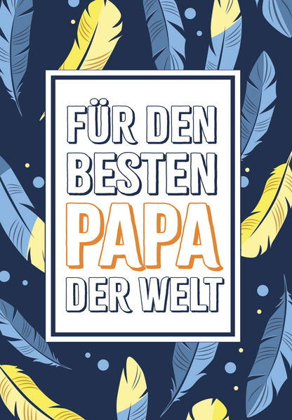 Wunschgutschein Für den besten Papa der Welt - Federn Blau Gelb – Geschenkgutschein Ansicht 2