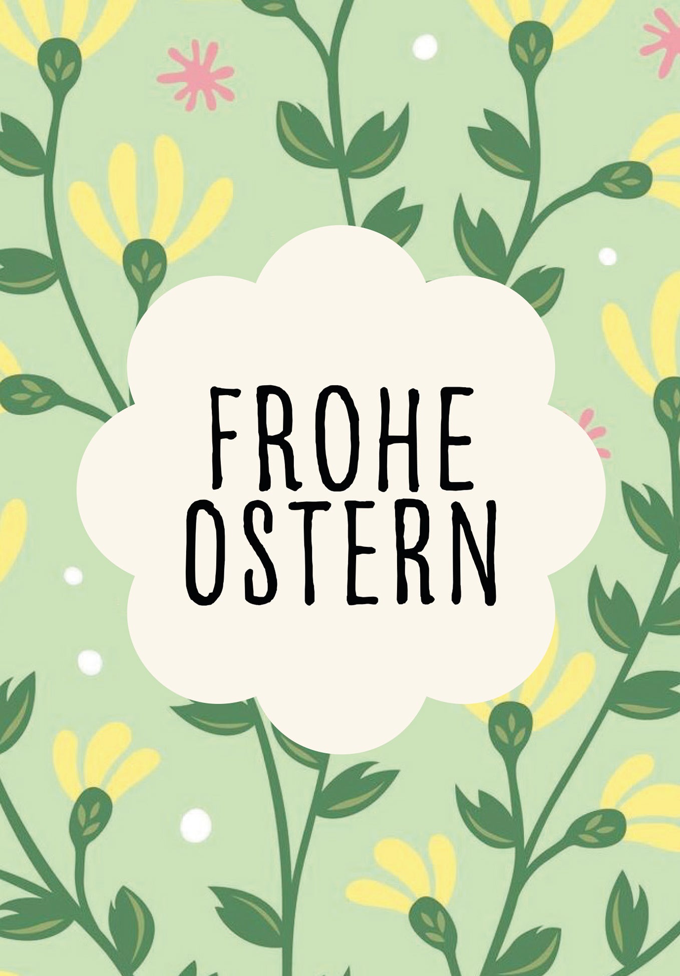 Wunschgutschein Frohe Ostern - Blumenmuster Grün – Geschenkgutschein Ansicht 2