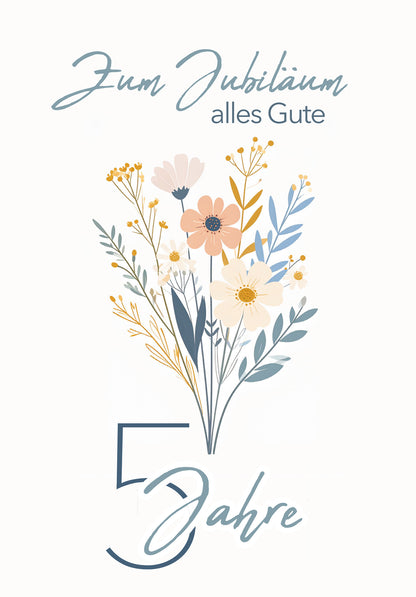 Wunschgutschein 5 Jahre - Blumenstrauß Weiß – Geschenkgutschein Ansicht 2