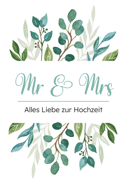 Wunschgutschein Mr u Mrs - Blätter Zweige PDF – Geschenkgutschein Ansicht 2