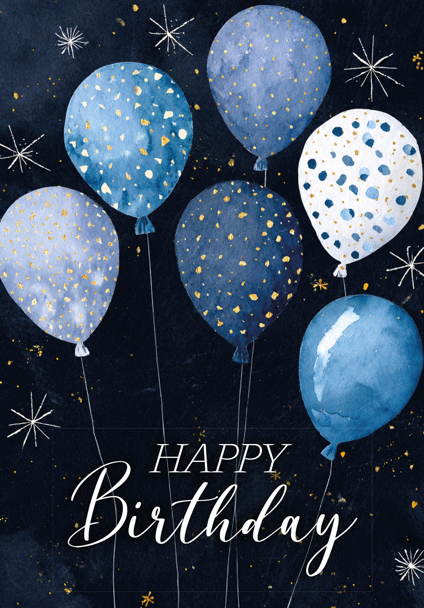 Wunschgutschein Happy Birthday - Ballons Blau Sterne PDF – Geschenkgutschein Ansicht 2
