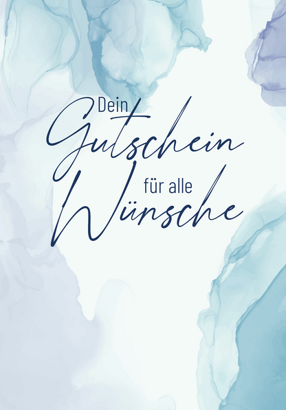 Wunschgutschein Für alle Wünsche - Aquarell Blau – Geschenkgutschein Ansicht 2