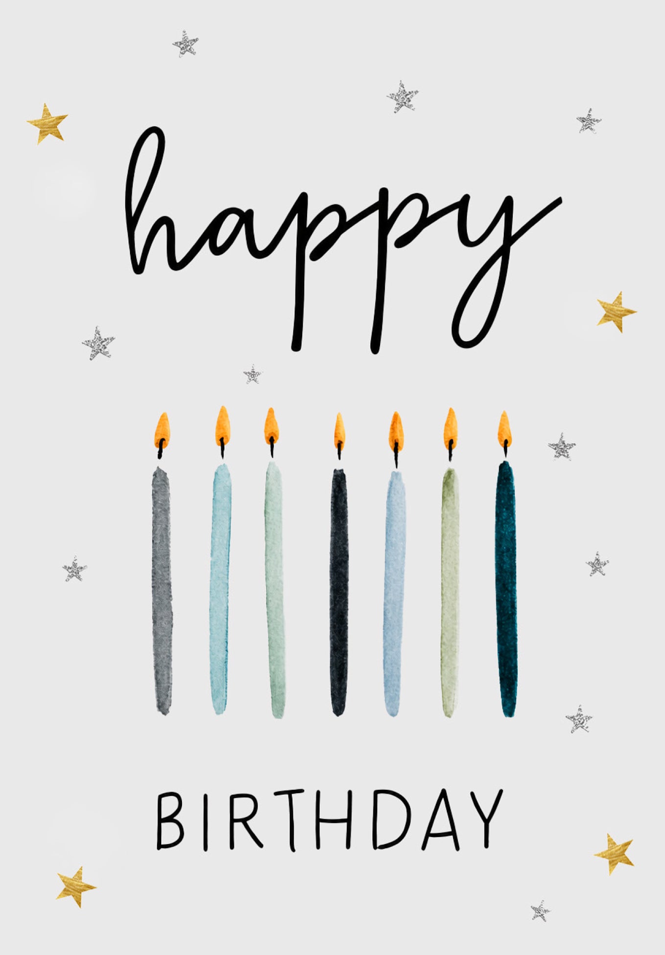 Wunschgutschein Happy Birthday - Kerzen Blau Sterne – Geschenkgutschein Ansicht 2
