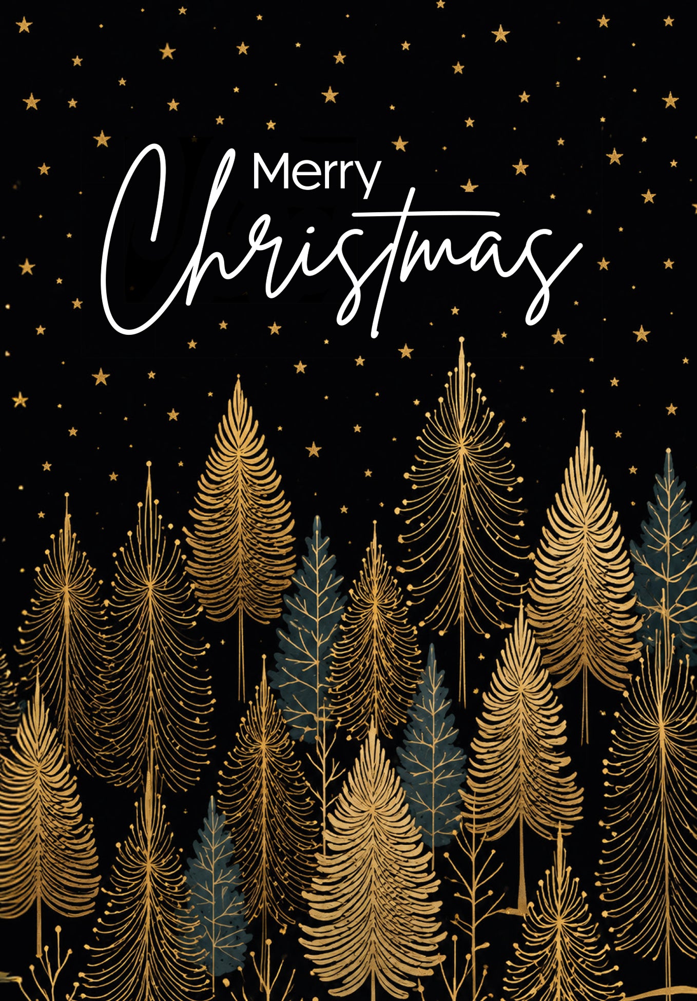 Wunschgutschein Merry Christmas - Bäume Schwarz Gold PDF – Geschenkgutschein Ansicht 2