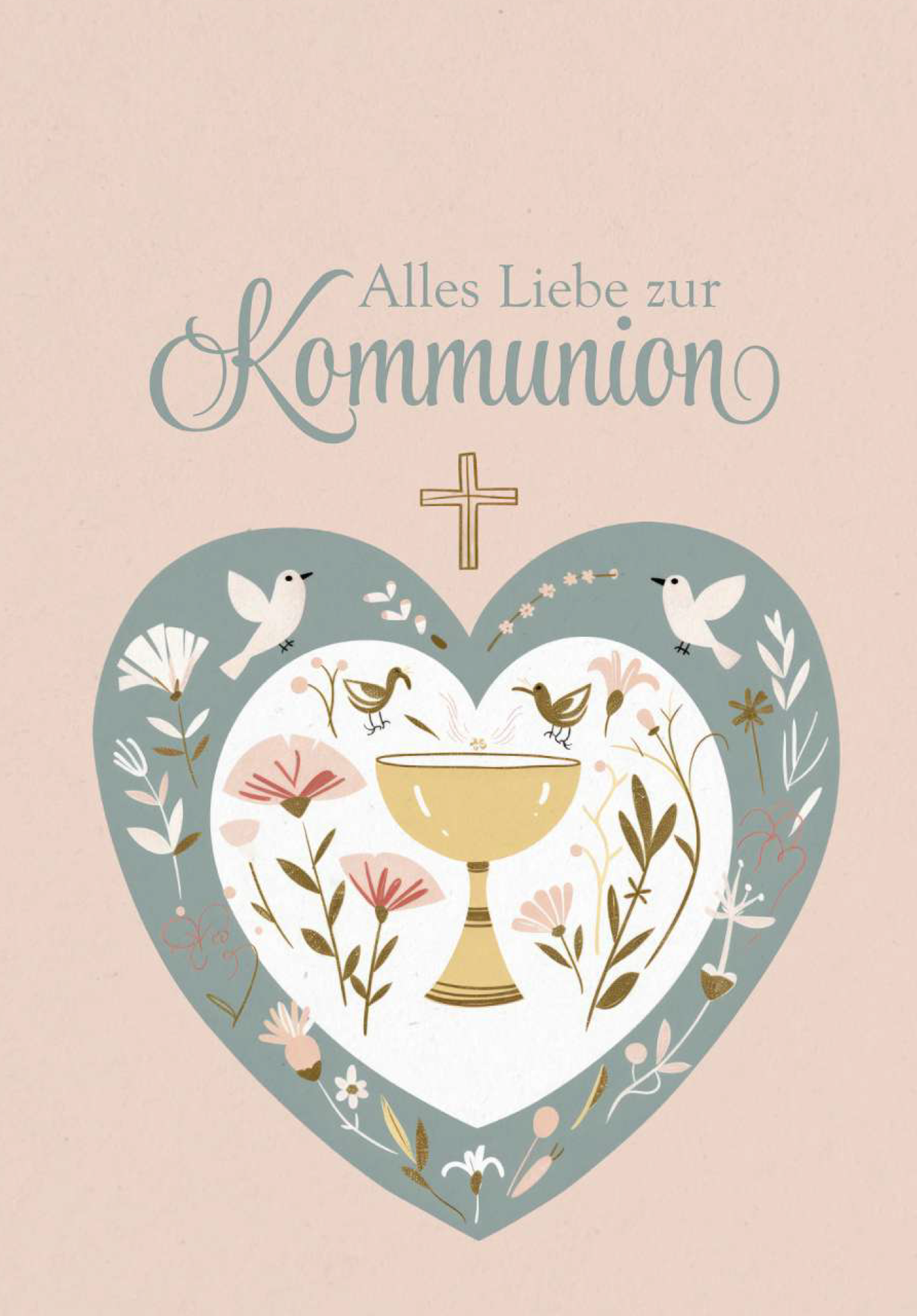 Wunschgutschein Alles Liebe zur Kommunion - Herz Vögel PDF – Geschenkgutschein Ansicht 2