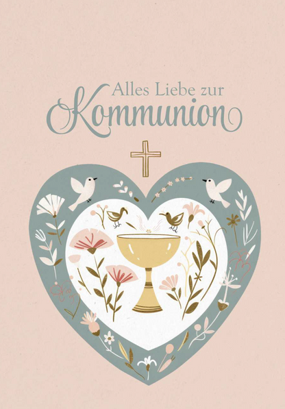 Wunschgutschein Alles Liebe zur Kommunion - Herz Vögel PDF – Geschenkgutschein Ansicht 2
