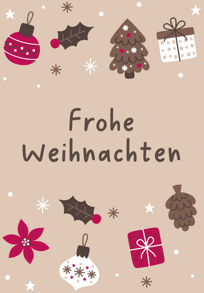 Wunschgutschein Frohe Weihnachten - Ornamente Beige – Geschenkgutschein Ansicht 2