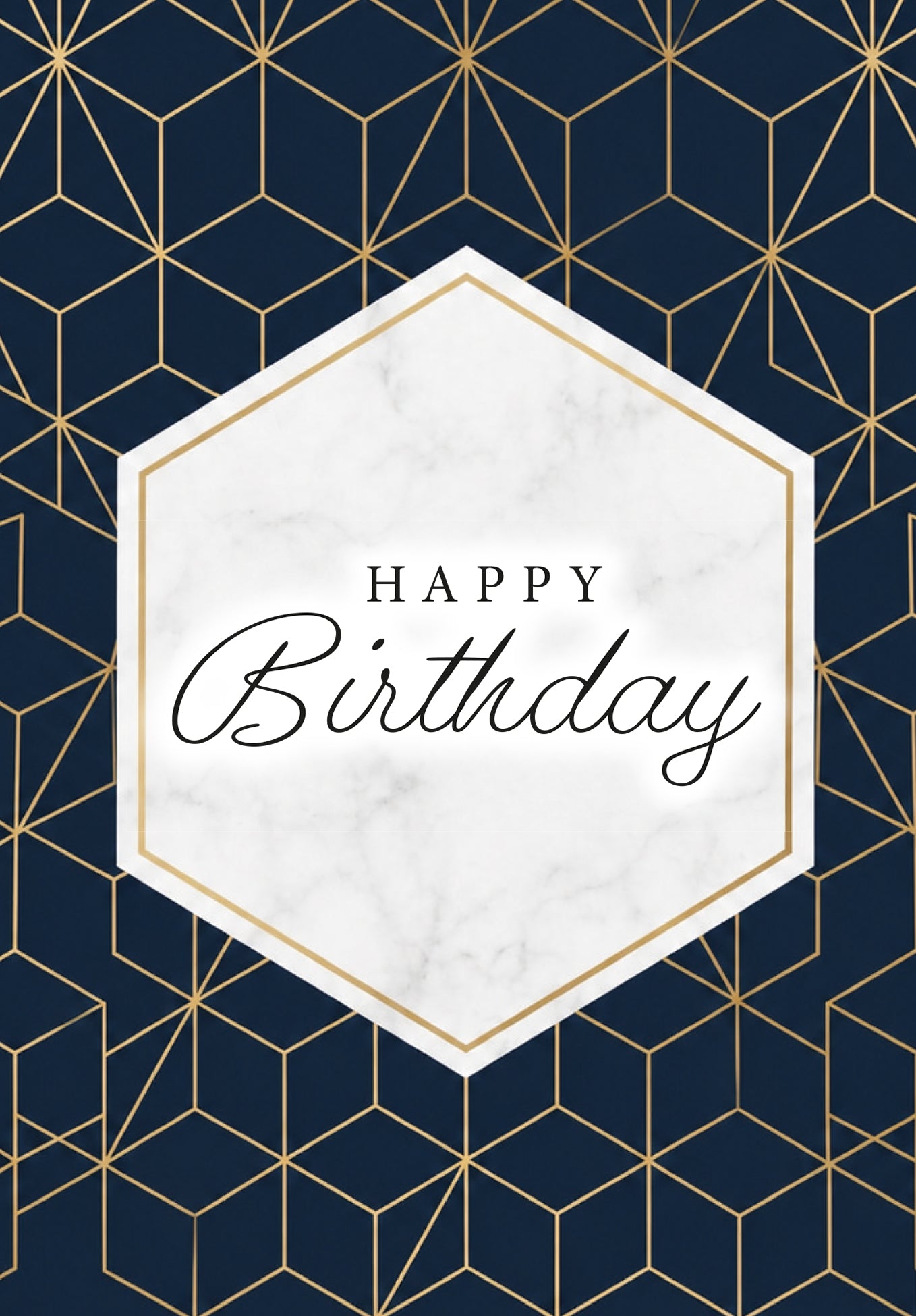 Wunschgutschein Happy Birthday - Muster Blau Gold PDF – Geschenkgutschein Ansicht 2