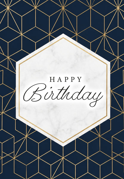 Wunschgutschein Happy Birthday - Muster Blau Gold PDF – Geschenkgutschein Ansicht 2
