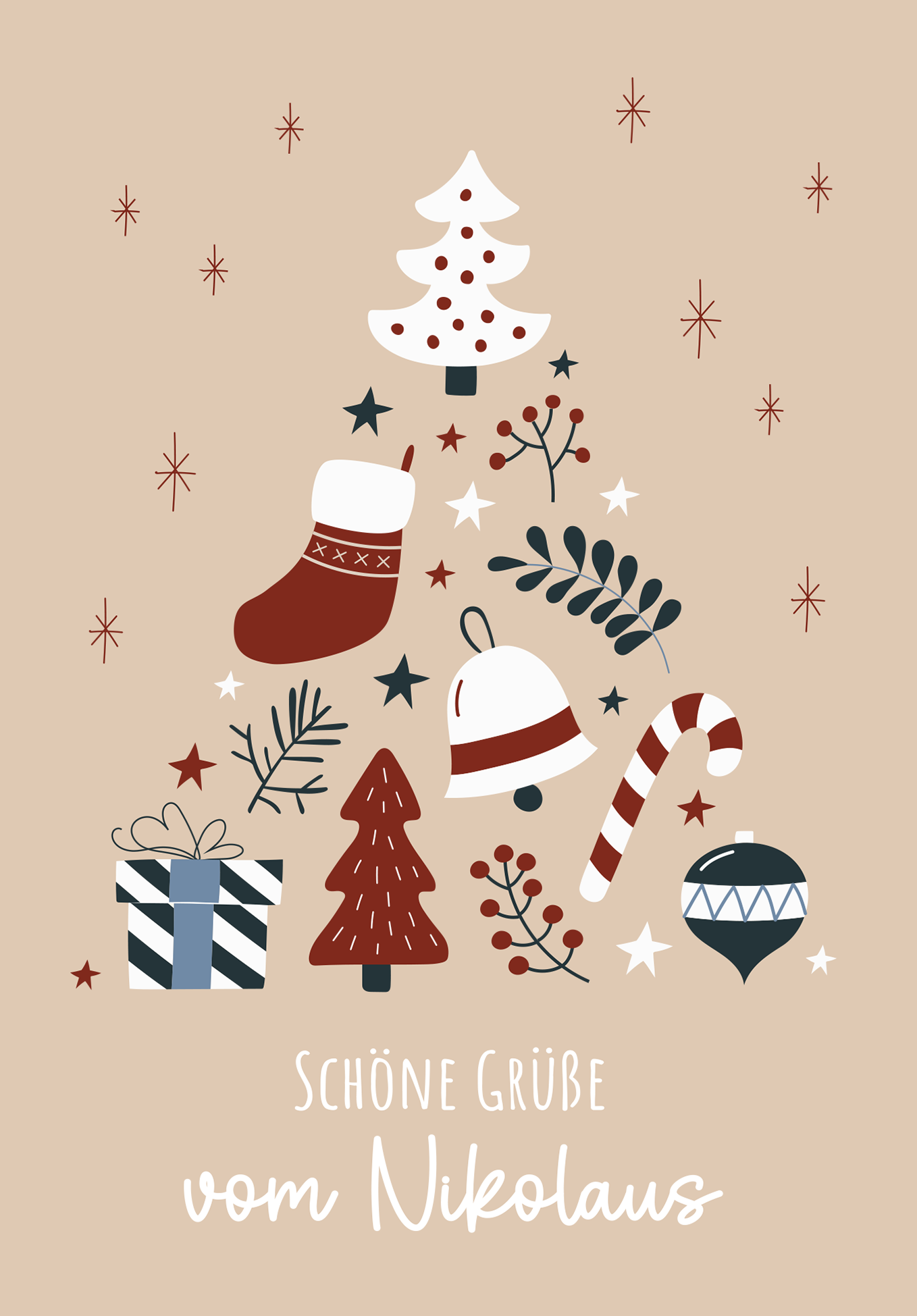Wunschgutschein Grüße vom Nikolaus - Doodle Beige – Geschenkgutschein Ansicht 2